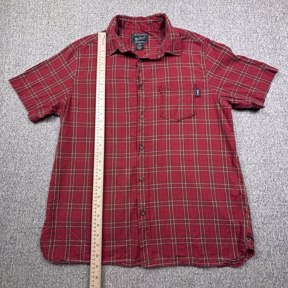 Woolrich Mens L Red Plaid Button Up Shirt Short Sleeve Outdoor - Picture 4 of 6